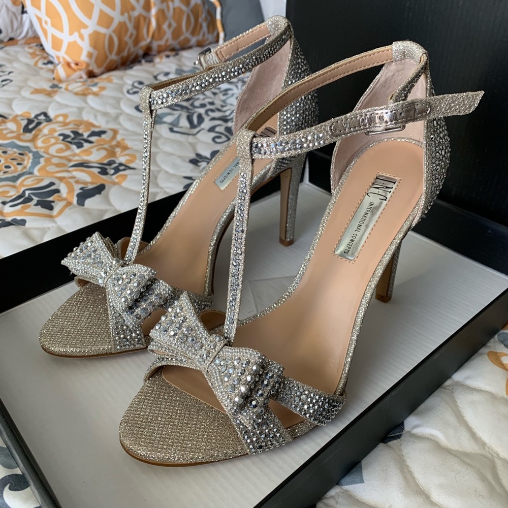 INC Sparkly T-Strap Heels